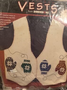 New in Packet Vests from Dimensions Fabric and Embroidery Thread Included